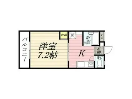 コーポグランデ立花(1K/2階)の間取り写真