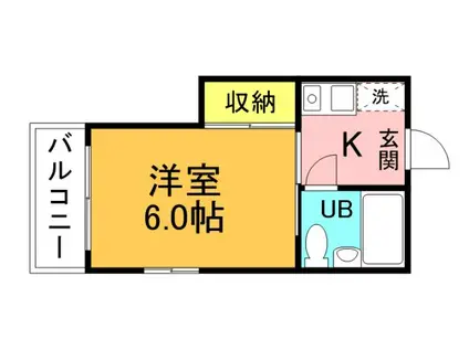 旭マンション(1K/2階)の間取り写真