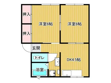 シティハイムアンシャンテA(2DK/1階)の間取り写真