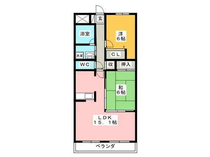 フォーサイト南鶉(2LDK/2階)の間取り写真