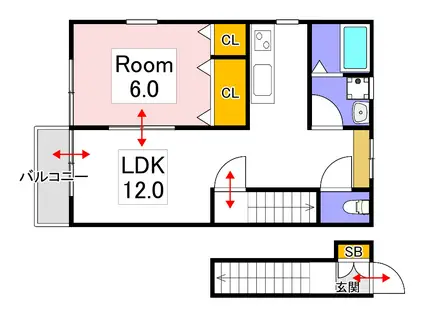 ショパン(1LDK/2階)の間取り写真