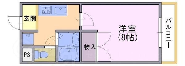 阪急京都線 長岡天神駅 徒歩7分 5階建 築31年(1K/3階)の間取り写真