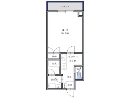 ローレンス2(1K/3階)の間取り写真