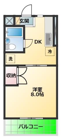 フォルクローレペルシュ(1DK/3階)の間取り写真