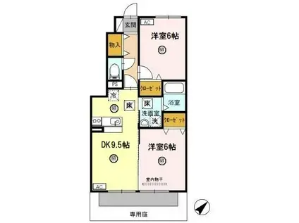 イソラフェリジェ(2DK/1階)の間取り写真