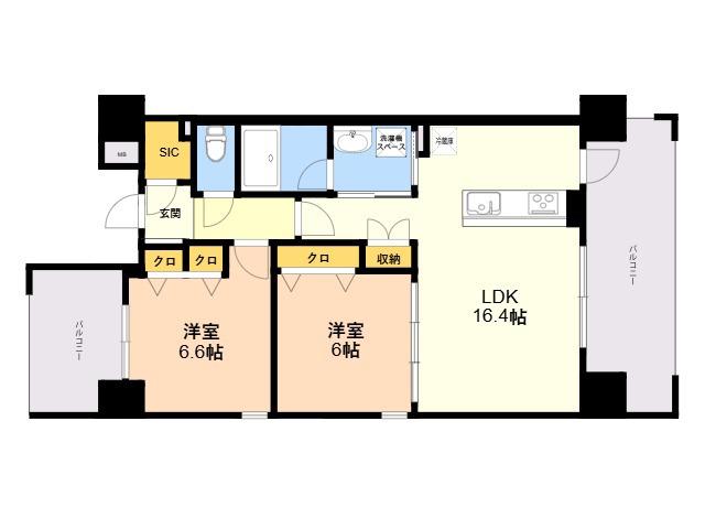 TONOクリスタル上人橋(2LDK/7階)の間取り写真