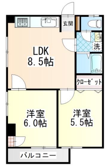 重谷ビル(2LDK/3階)の間取り写真