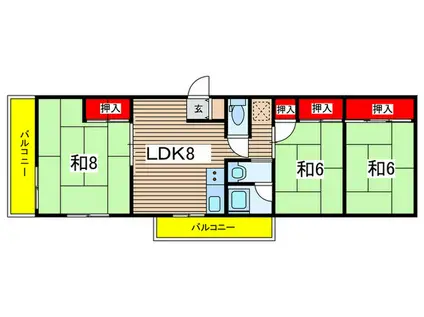 旭ビル(3LDK/3階)の間取り写真