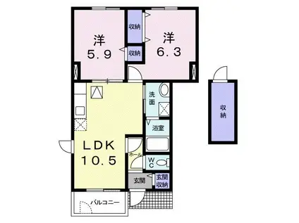 ベリエシティ I(2LDK/1階)の間取り写真
