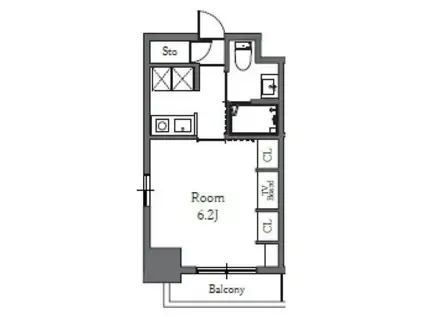 トーツーレジデンス芝(1K/13階)の間取り写真