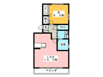 ラフィーネ・DUO(1LDK/2階)の間取り写真