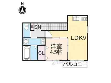 ソレイユビセレクト法蓮町2(1LDK/2階)の間取り写真