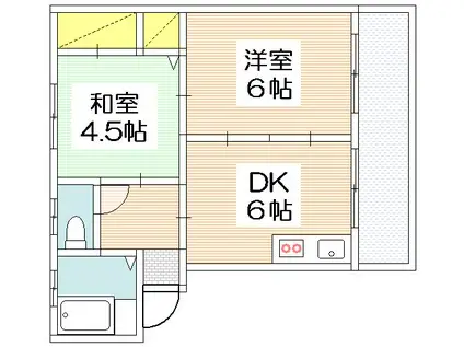 第1舟入マンション(2DK/3階)の間取り写真