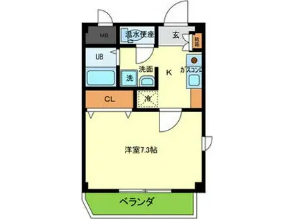 ビアンフェ(1K/2階)の間取り写真