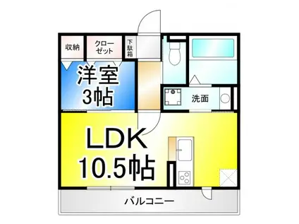 レセンテ ノワ(1LDK/3階)の間取り写真