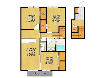 ルージュみやき(3LDK/2階)の間取り写真