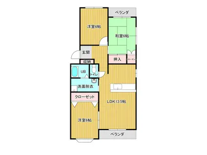 第6江藤ビル(3LDK/2階)の間取り写真