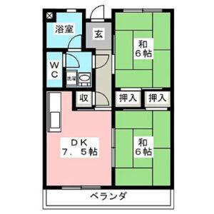 エスポワール長良(2DK/3階)の間取り写真