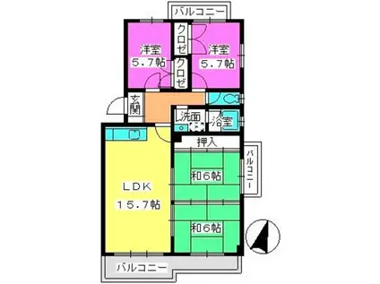 ハイネス那珂川(4LDK/4階)の間取り写真