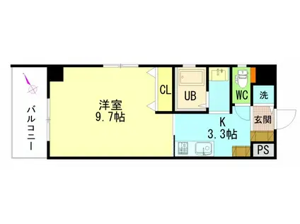 エルク中央(1K/5階)の間取り写真