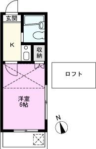 クロノス八木崎(1K/1階)の間取り写真
