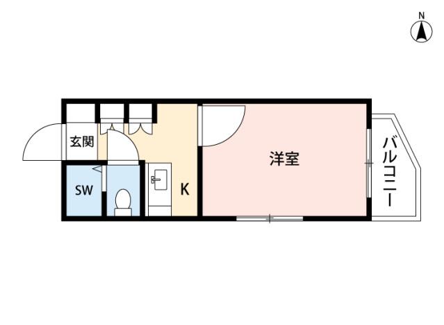 章栄 10(1K/2階)の間取り写真