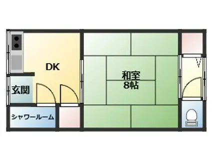 北余部テラス(1DK/1階)の間取り写真