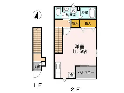 セントラル・ウッズ(ワンルーム/2階)の間取り写真