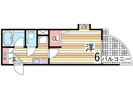 エスリード三宮フラワーロード(1K/9階)の間取り写真
