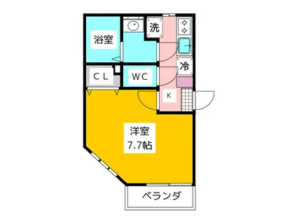 ピアコートTM武蔵関壱番館(1K/1階)の間取り写真