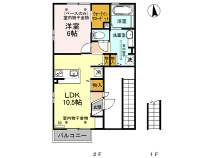 GLYCINE(1LDK/2階)の間取り写真