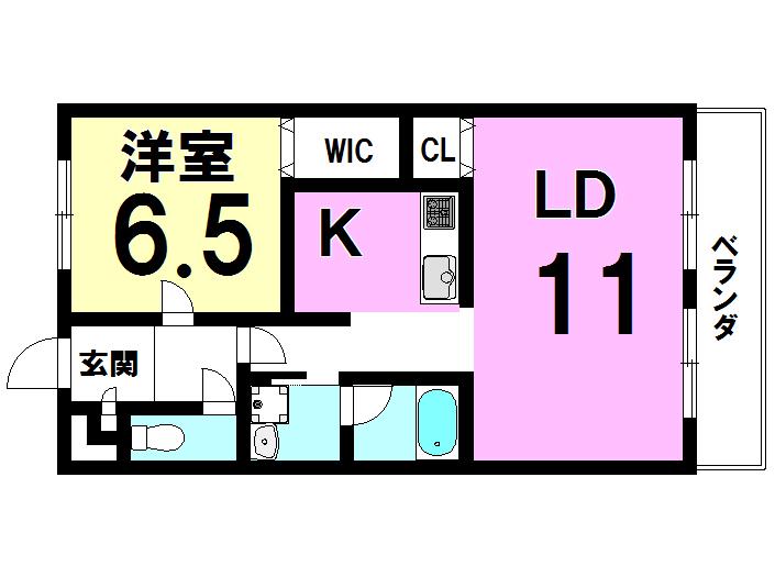 アメニティハウス(1LDK/2階)の間取り写真