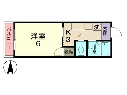 フリーデンハイム平和(1K/3階)の間取り写真