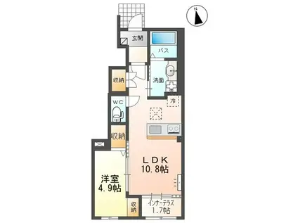 ATテラスIII(1LDK/1階)の間取り写真