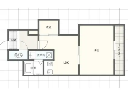 フラットフォー(1DK/4階)の間取り写真