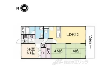 朝日プラザ宇治(3LDK/5階)の間取り写真