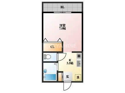 ハニ-コーム(1K/2階)の間取り写真