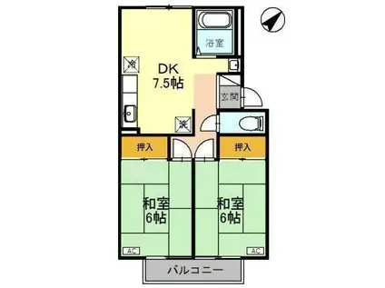 プレジュール中村(2DK/1階)の間取り写真