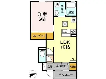 アゼリア旭田(1LDK/1階)の間取り写真