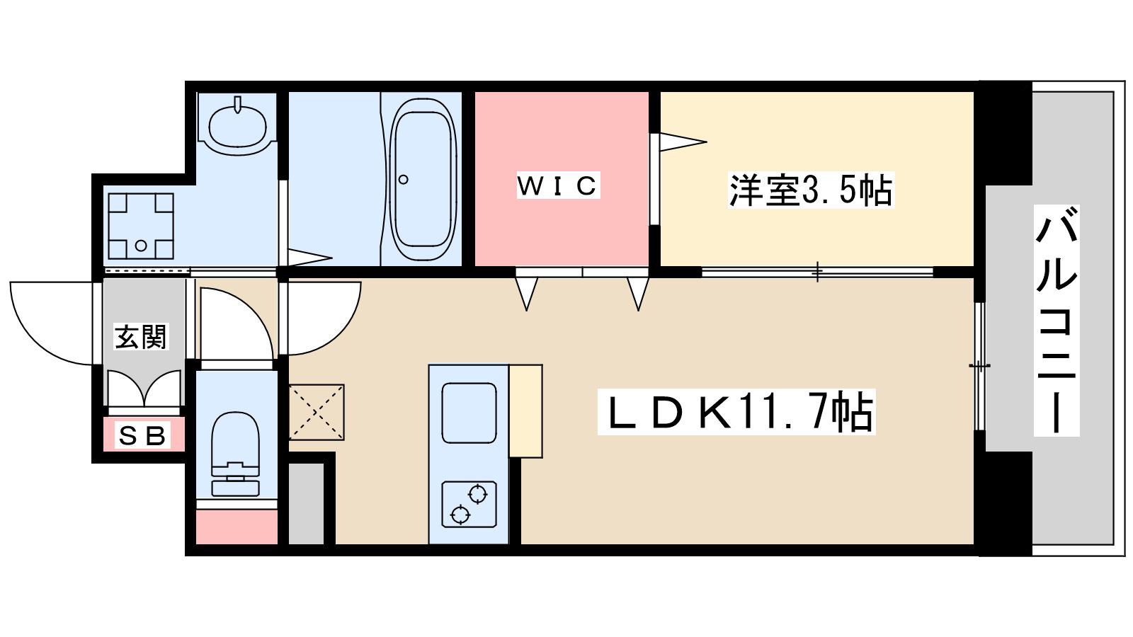 WORVE吹田江坂(1LDK/9階)の間取り写真