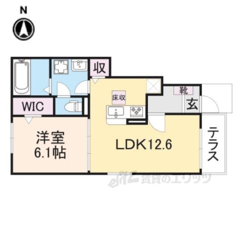 エヴァ グリーン ヴィラ 2棟(1LDK/1階)の間取り写真