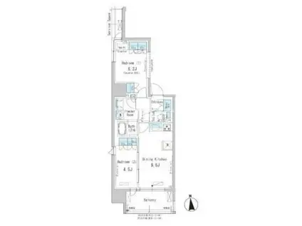 パークアクシス新御徒町イースト(2DK/4階)の間取り写真