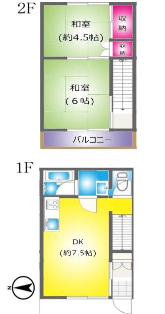 吉川アパート(2DK/1階)の間取り写真