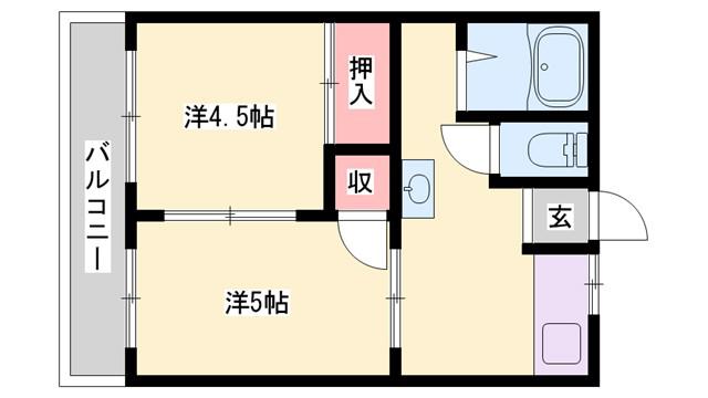 タウンハウス野村A棟(2K/2階)の間取り写真