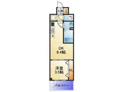 エスリードレジデンス都島デュオ(1DK/4階)の間取り写真