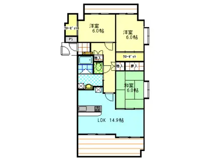 プレシャスコート壱番館(3LDK/5階)の間取り写真