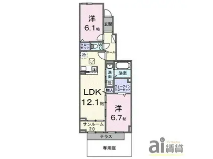 アヴィニア グランツ(2LDK/1階)の間取り写真