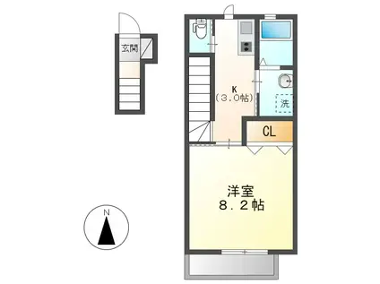 KICKY EKER(1K/2階)の間取り写真