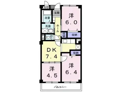 グローリアス・ヒル(3DK/3階)の間取り写真