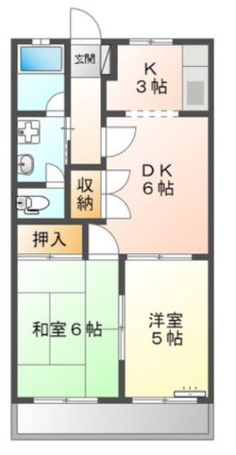 ハイツリバティI(2DK/2階)の間取り写真